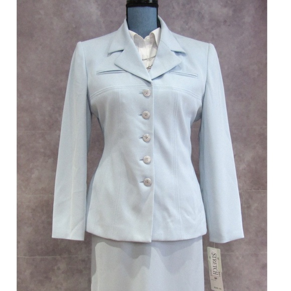 NEW Larry Levine Petite Suits Blazer & Skirt Blue - Picture 2 of 8